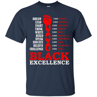 Black Excellence Black Af Proud African American T-shirt Navy