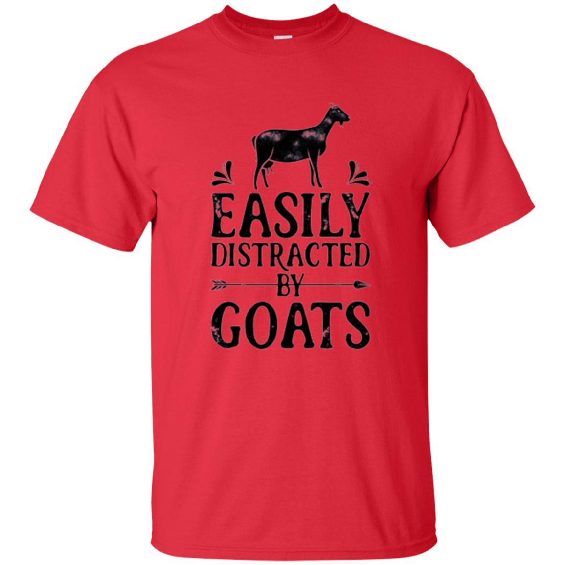 Goat Lover T-shirt Easily Distracted By Goats Red