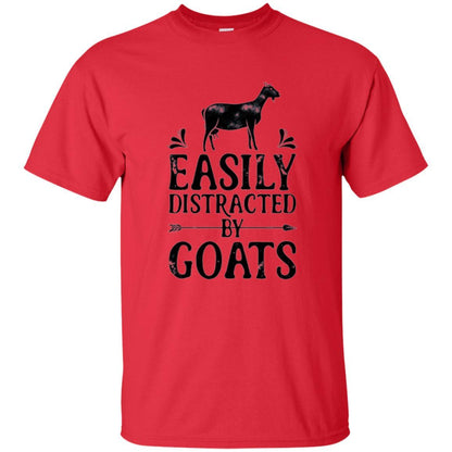 Goat Lover T-shirt Easily Distracted By Goats Red