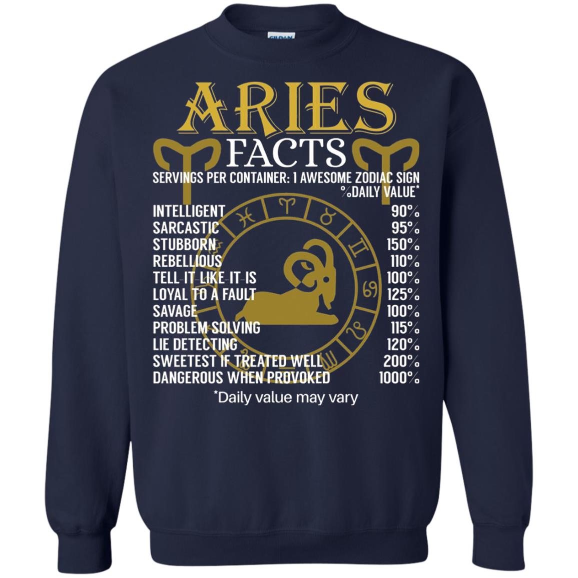 Aries Facts Zodiac Sign T-shirt Navy