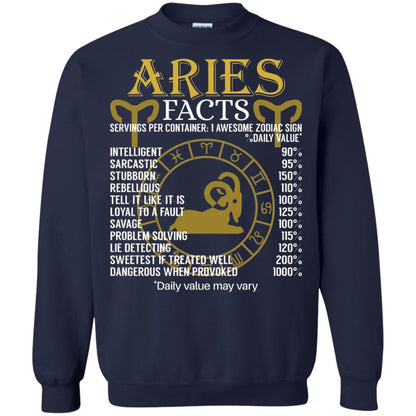 Aries Facts Zodiac Sign T-shirt Navy