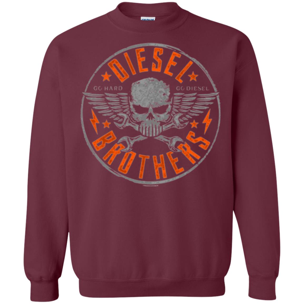 Skull Cross Wrench T-shirt Diesel Brothers Go Hard Go Diesel Maroon