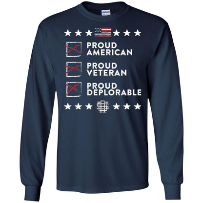 American T-shirt Proud American, Proud Veteran, Proud Deplorable Navy