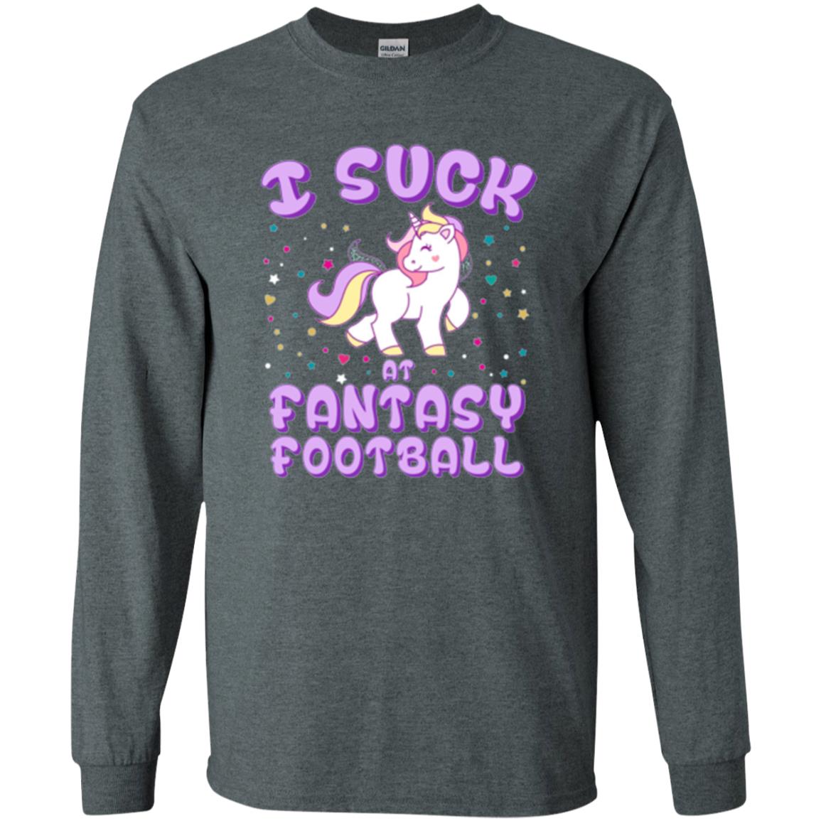Unicorn Lovers T-shirt I Suck At Fantasy Football Dark Heather
