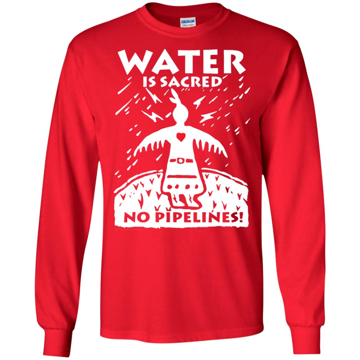Water Is Sacred No Pipelines T-shirt Red