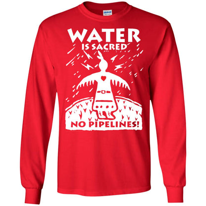 Water Is Sacred No Pipelines T-shirt Red
