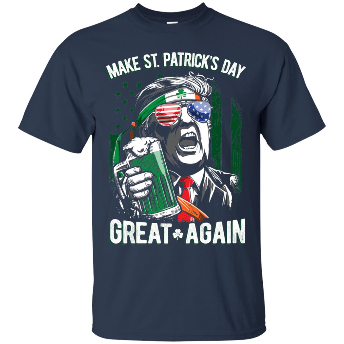 Make St Patricks Day Great Again Trump Leprechaun T-shirt Navy