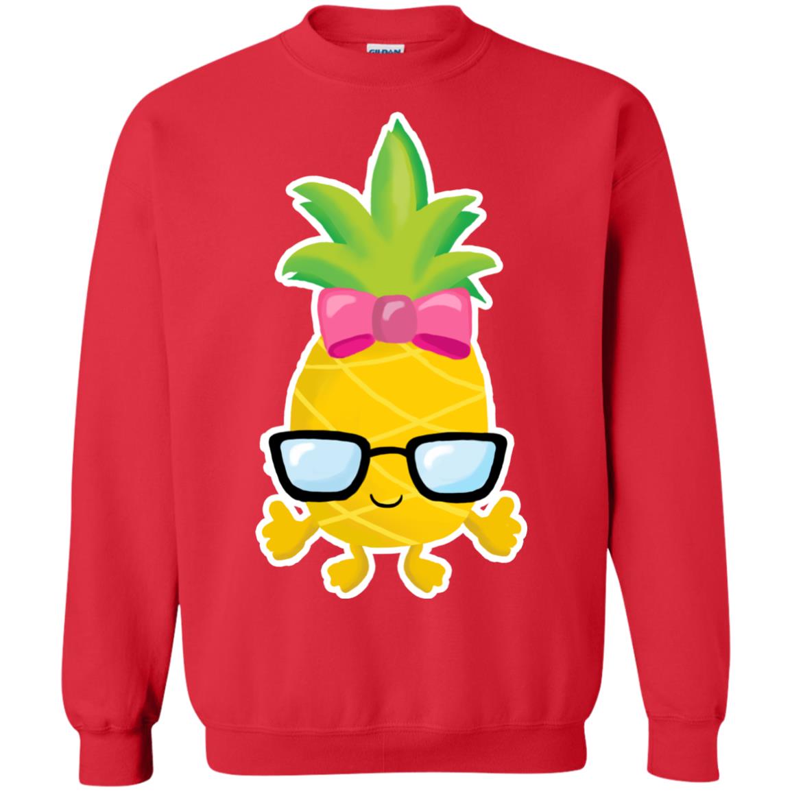 Funny Pineapple With Glasses For Girls Womens Shirt Red