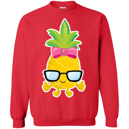 Funny Pineapple With Glasses For Girls Womens Shirt Red