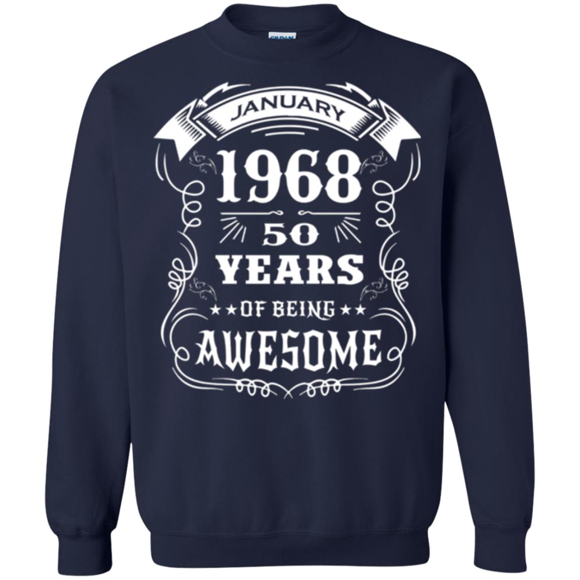 50th Birthday T-shirt Born In January 1968 Navy
