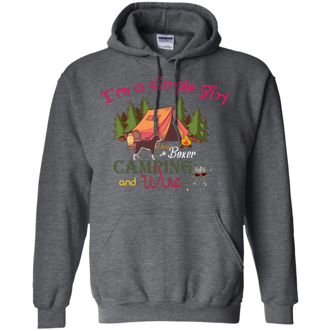 I’m A Simple Girl I Love Boxer Dog Camping And Wine Shirt Dark Heather