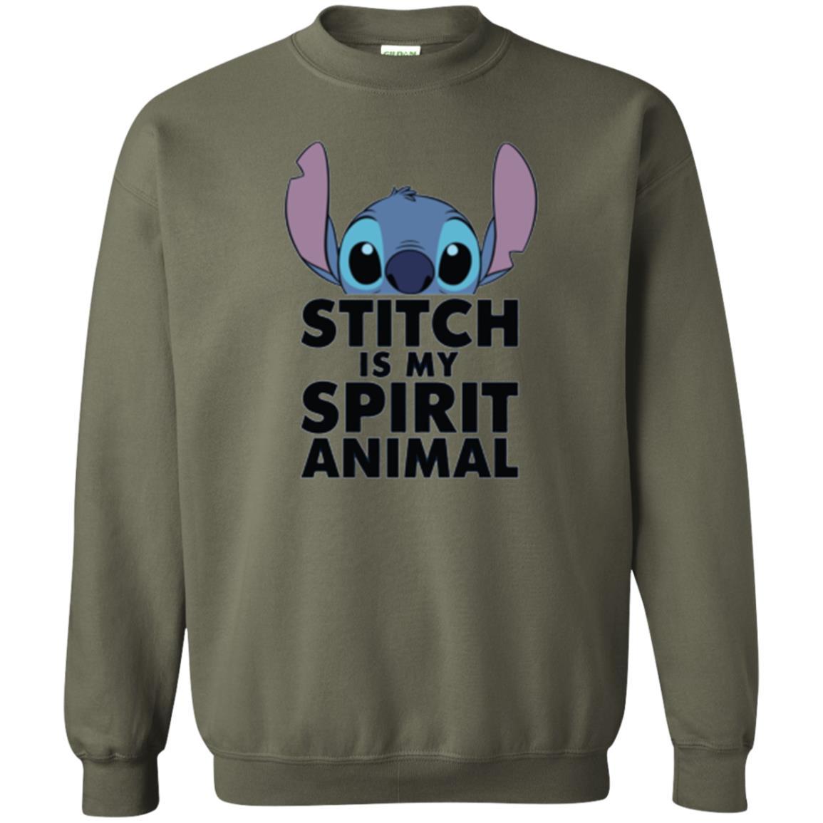 Disney Stitch Is My Spirit Animal T-shirt Military Green