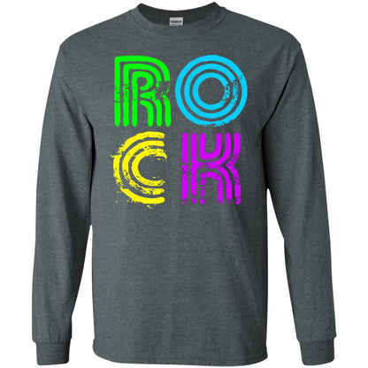Bright Neon Colours Rock 80_s Retro Theme T-shirt Dark Heather