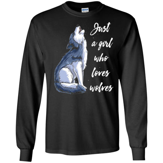 Wolves Lovers T-shirt Just A Girl Who Loves Wolves Black