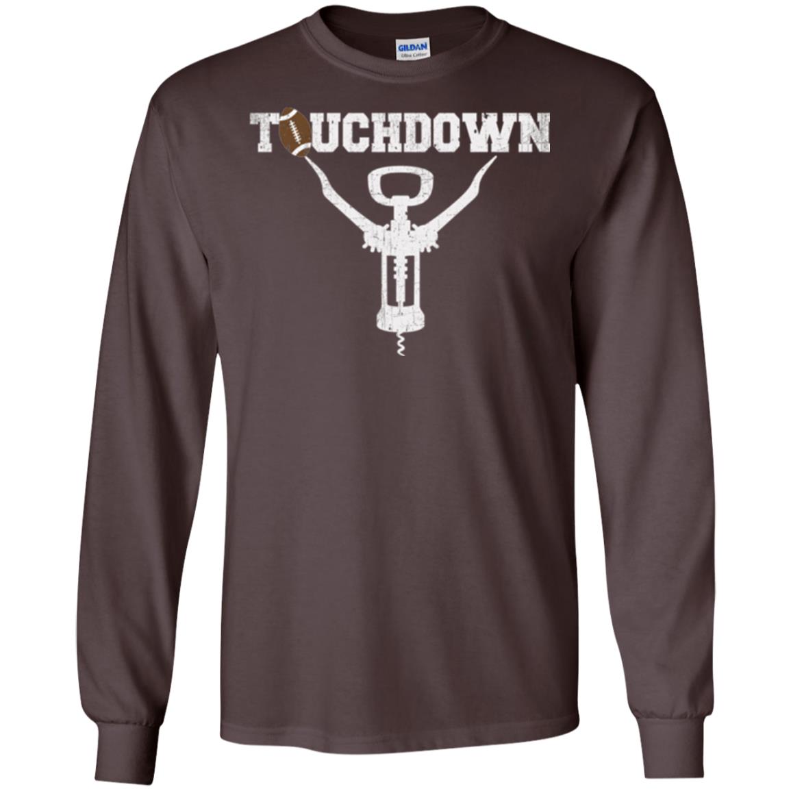 Football T-shirt Touchdown Funny Football Wine Lovers Dark Chocolate