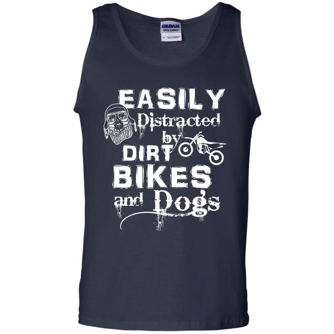 Dogs And Bikes Lover T-shirt Easily Distracted By Dirt Bikes And Dogs Navy