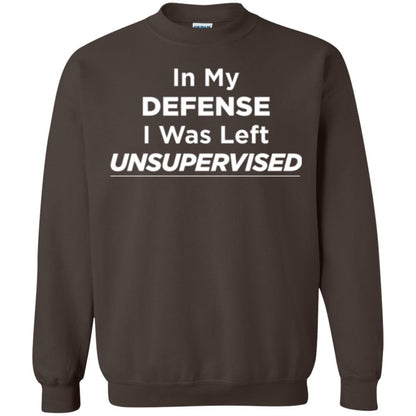 Adult T-shirt In My Defense I Was Left Unsupervised Dark Chocolate