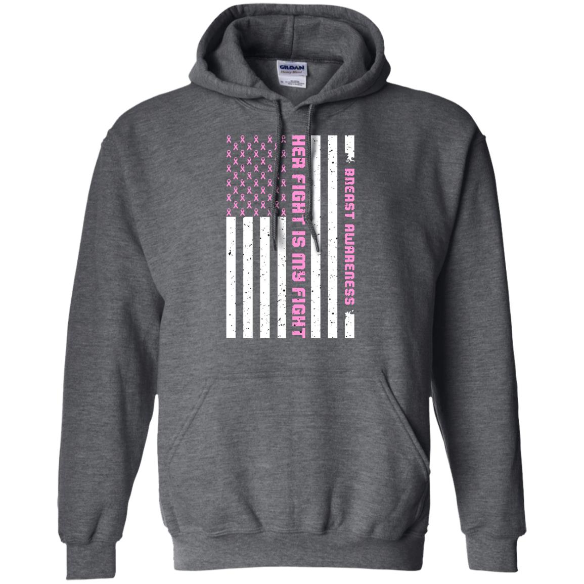 Breast Awareness His Fight Is My Fight Pink Ribbon Stars Flag Of Usa Shirt Dark Heather