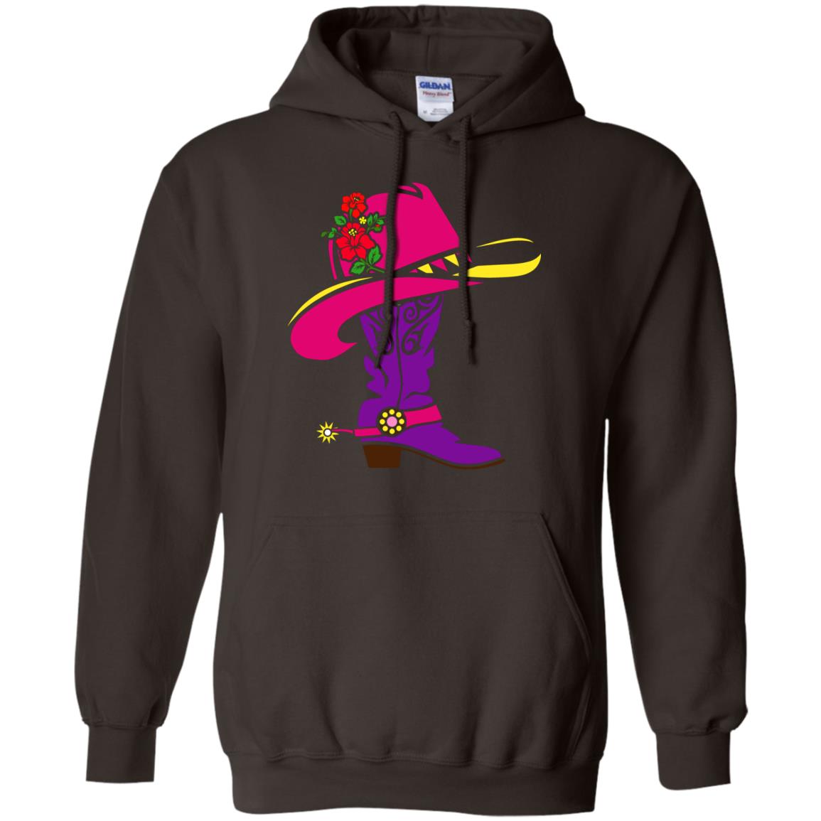 Cowgirl Boots With Hat T-shirt Dark Chocolate
