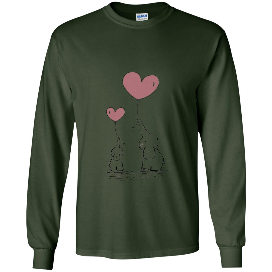 Elephants Mom Heart Balloons Family Shirt Forest Green