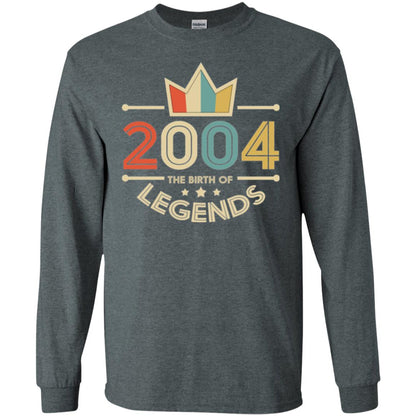 Brithday T-shirt Vintage 2004 The Birth Of Legends Dark Heather