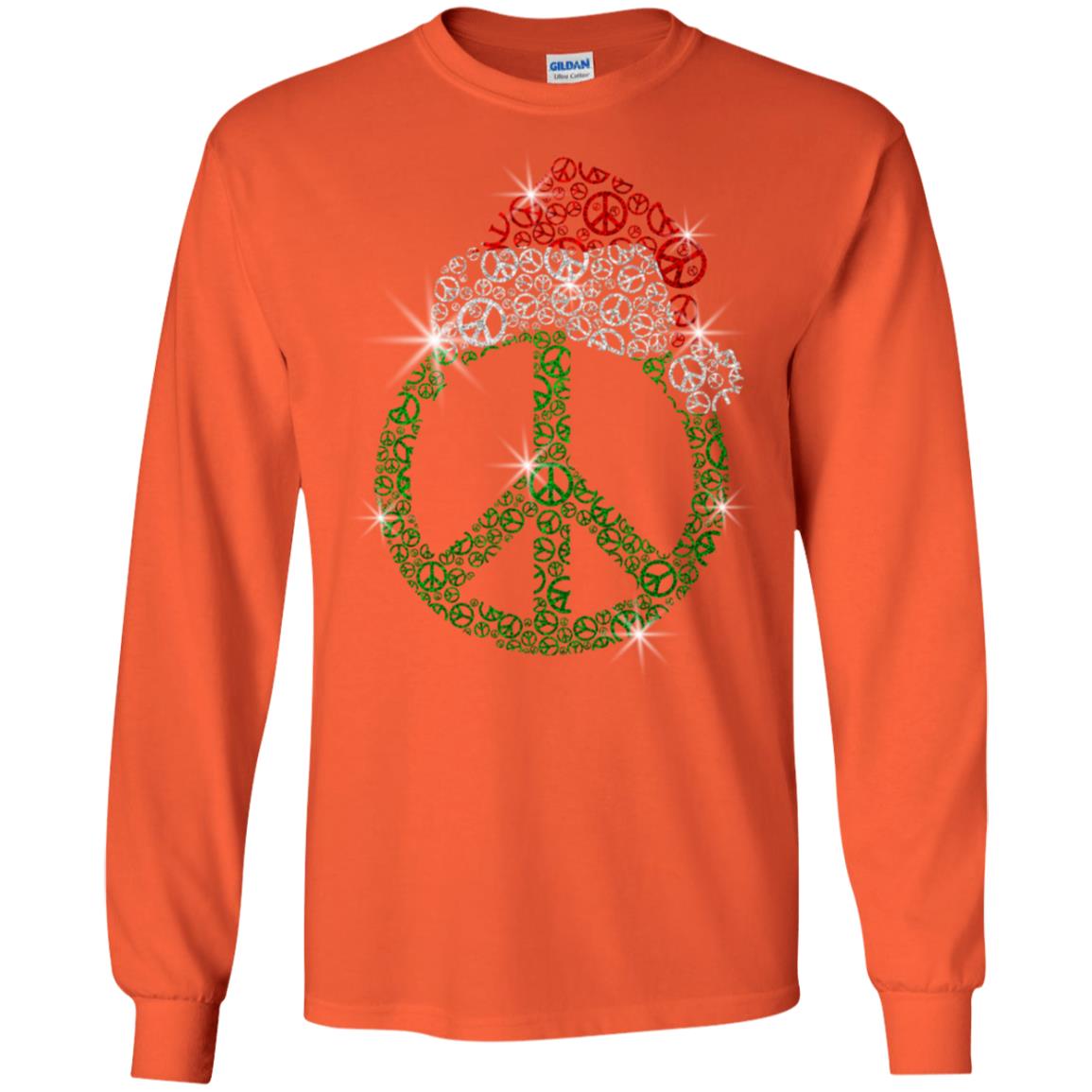 Peace Sign With Santa Ha Christmas Idea Gift Shirt Orange