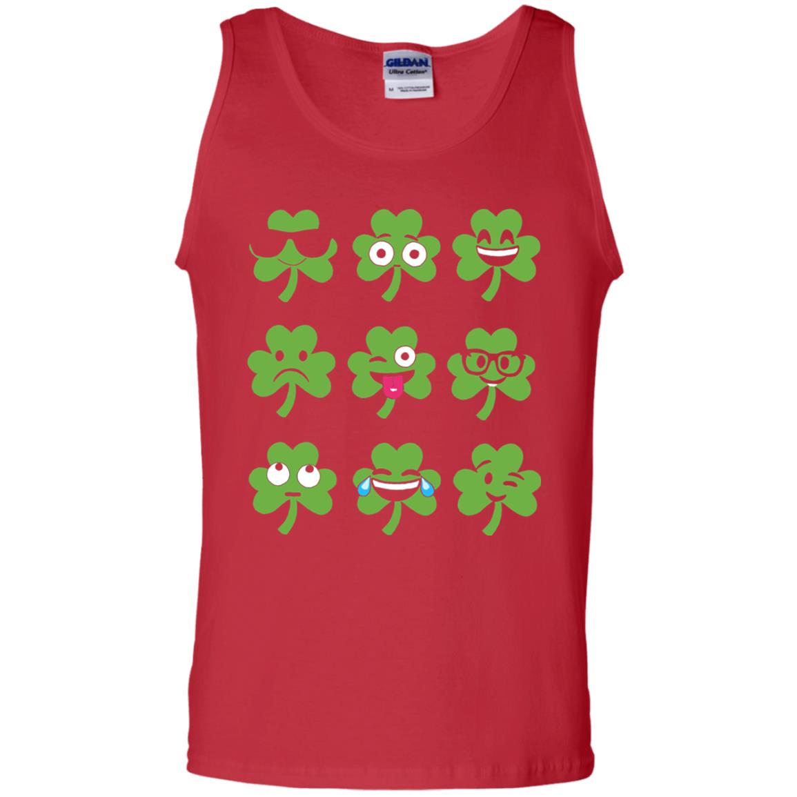 Emoji Shamrock St. Patrick_s Day T-shirt Red