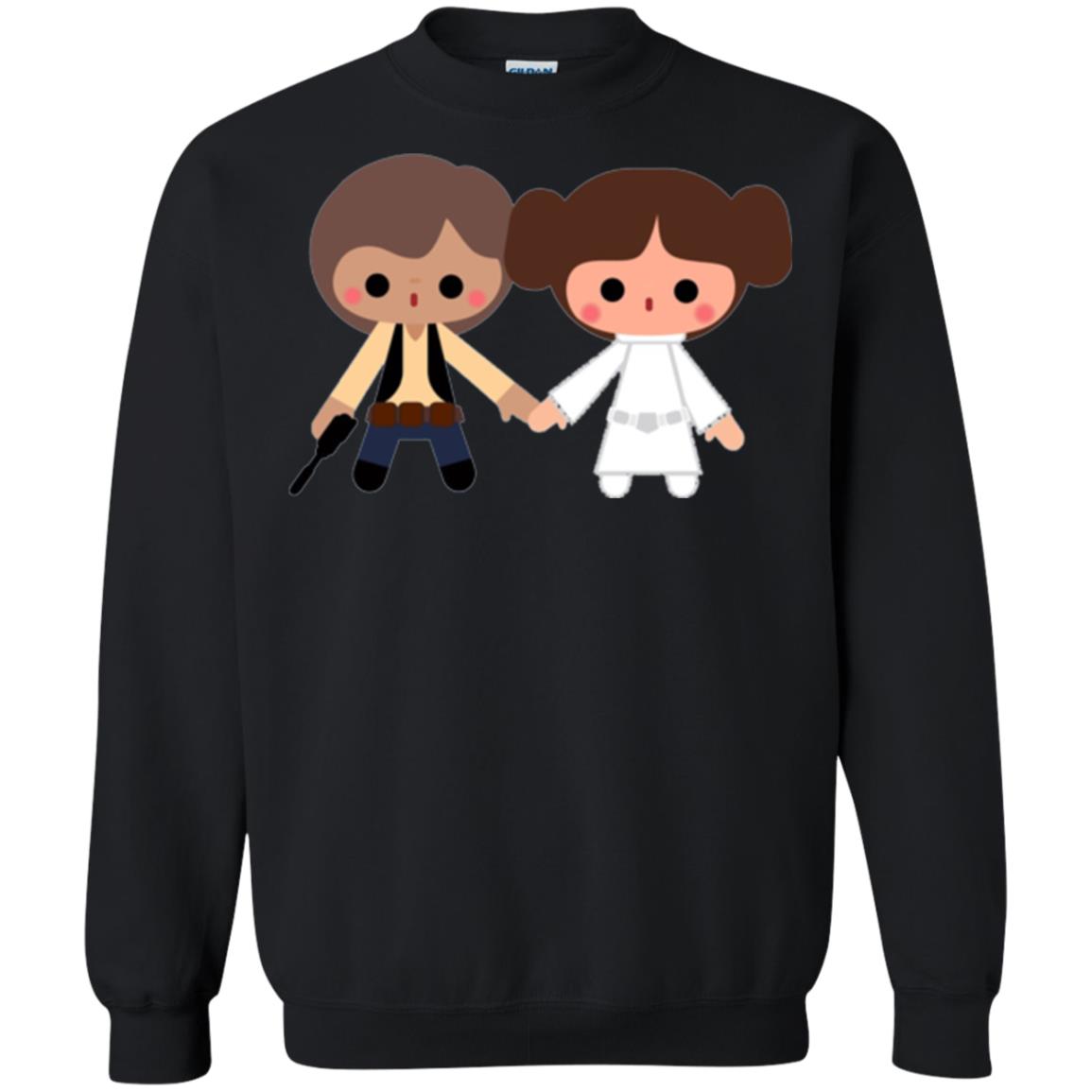 Cartoon T-shirt Han Solo Princess Leia Black