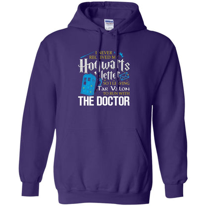 I Never Received My Hogwarts Letter So I Leaving Tar Valon To Run With The Doctor Harry Potter Fan Shirt Purple