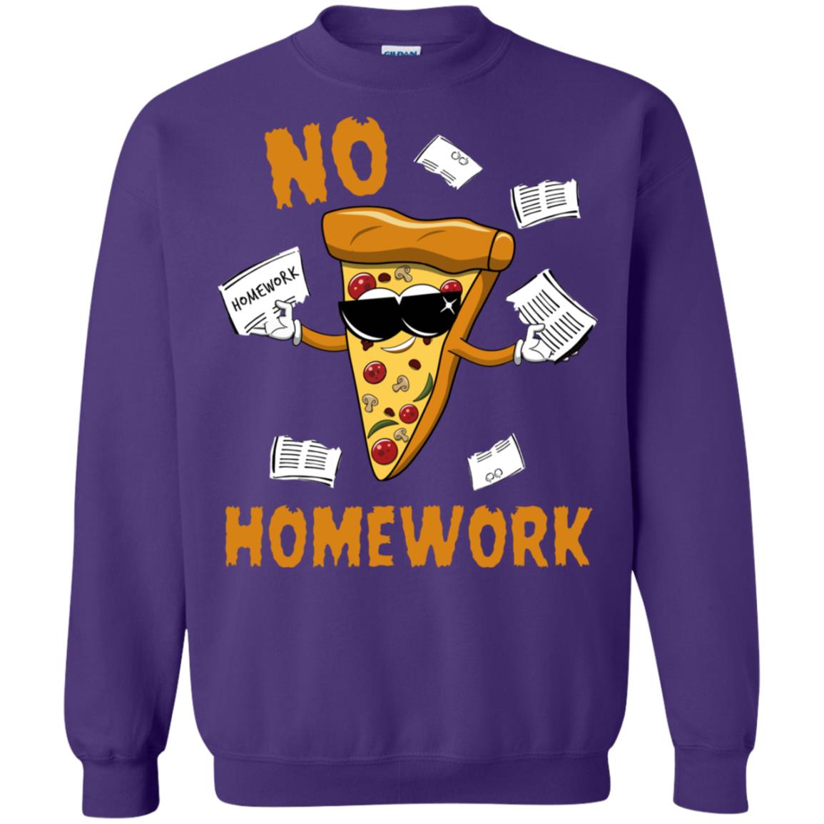 No Homework Funny Pizza Shirt Purple