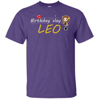 Cute Leo Girl Birthday Lip Slay T-shirt Purple