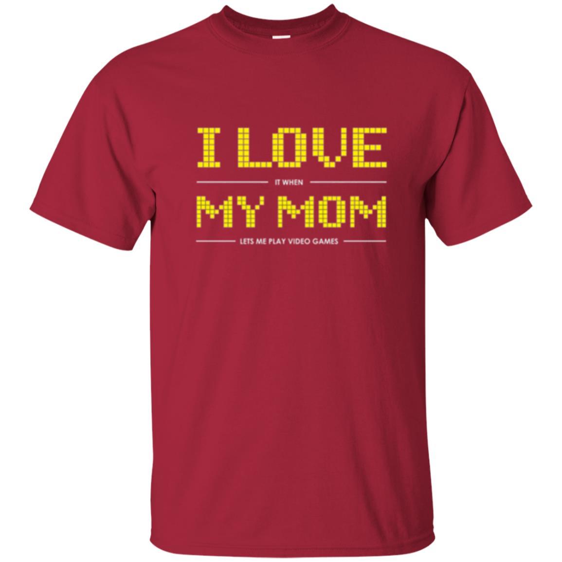 Family T-shirt I Love My Mom Let's Me Play Video Games Cardinal