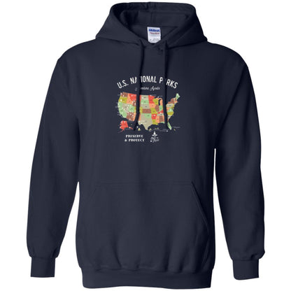 Hiking Camping T-shirt National Park Map Vintage T-shirt Navy