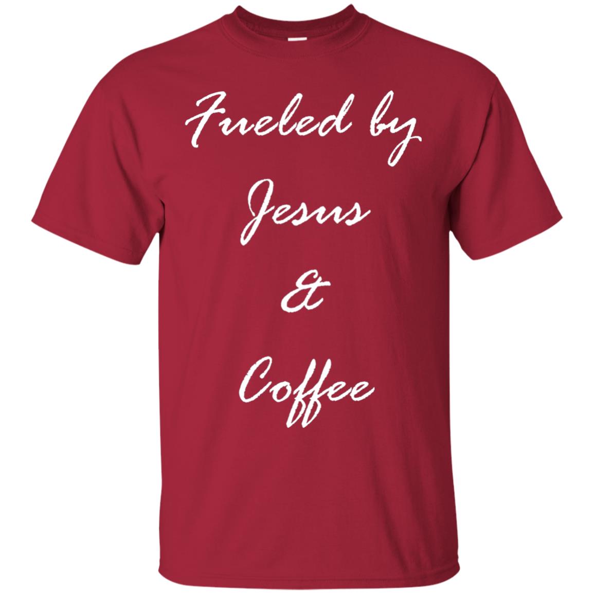Fueled By Jesus Coffee Graphic Christian T-shirt Cardinal