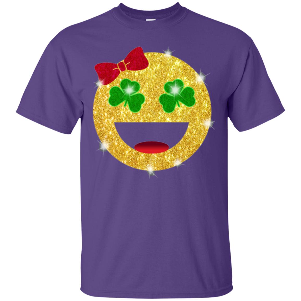 Happy Gold Blink Emoji Saint Patrick's Day T-shirt Purple