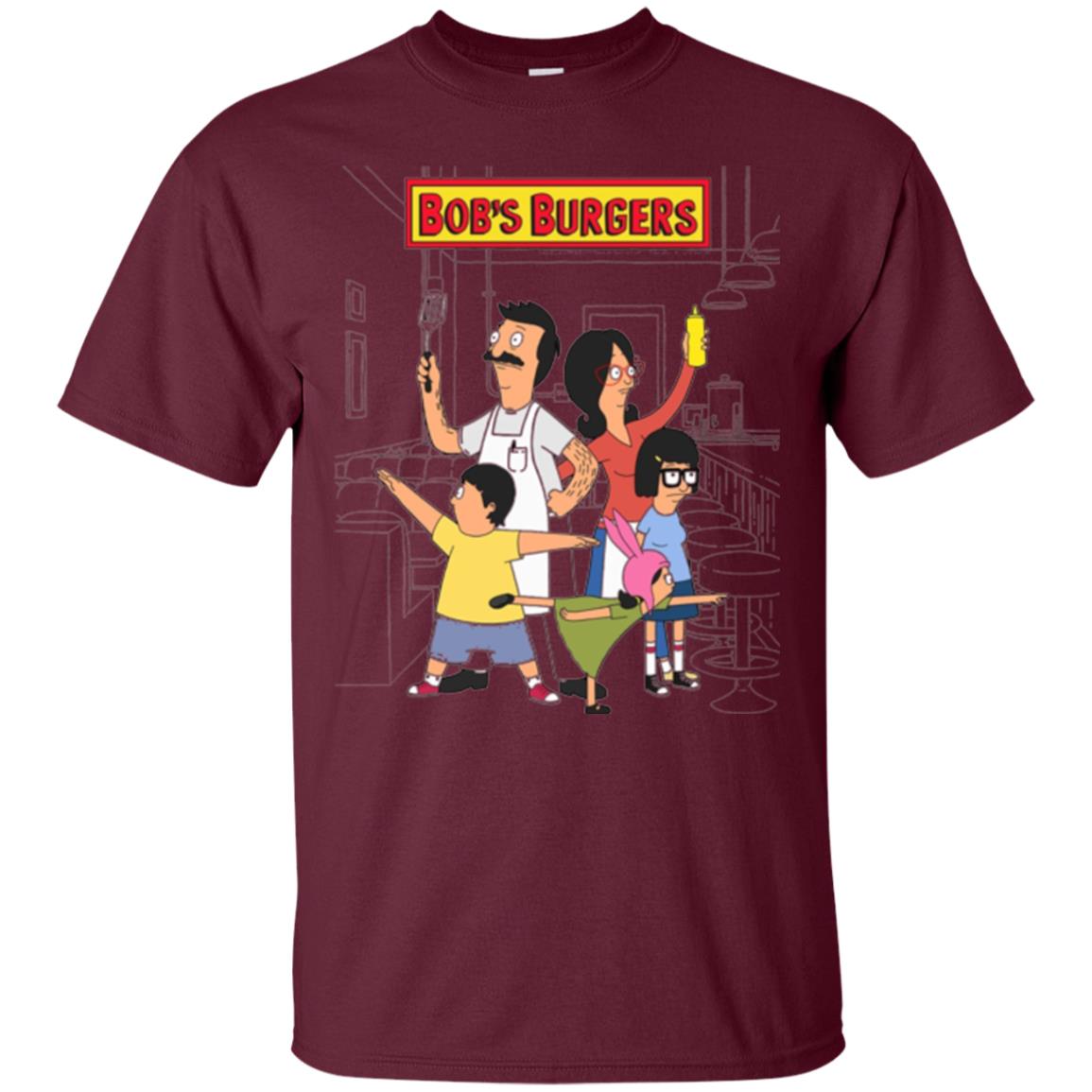 Family Group Hero Pose T-shirt Bob_s Burgers Maroon