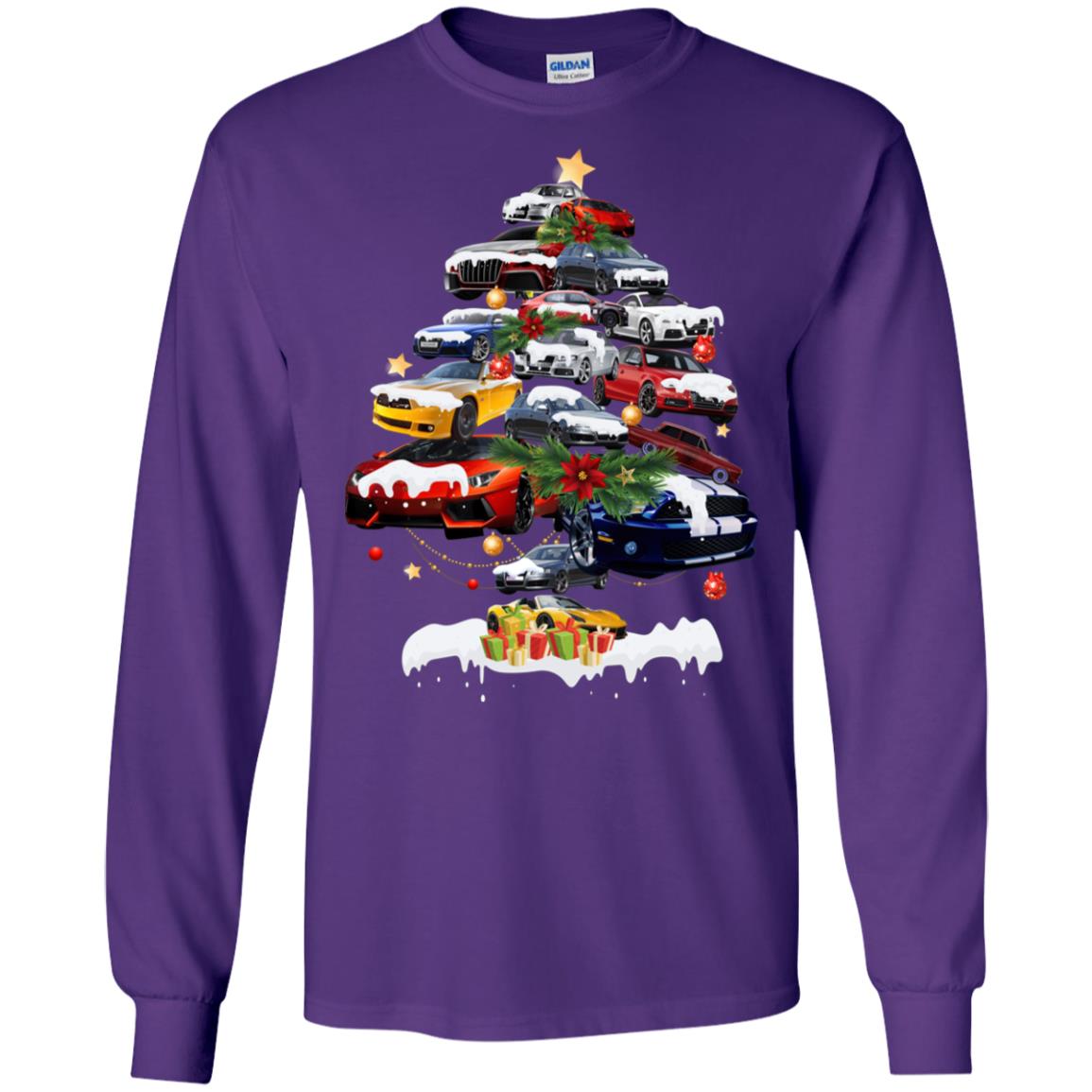 Cars Christmas Tree X-mas Gift Shirt For Mens Or Womens Purple