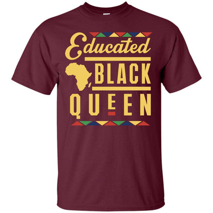 African American T-shirt Educated Black Queen Maroon