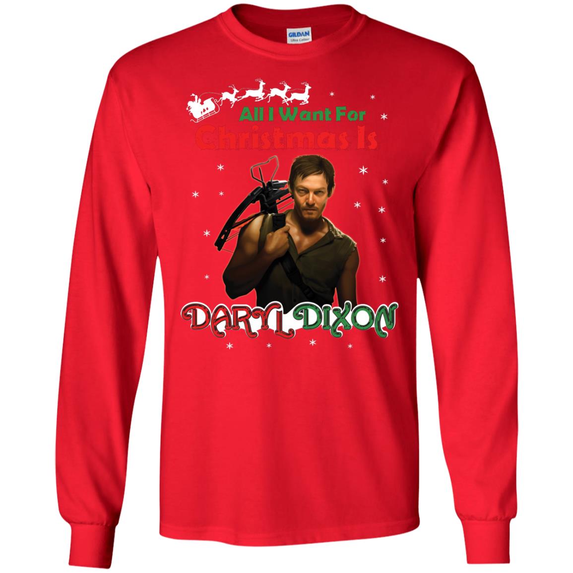 All I Want For Christmas Is Daryl Dixon Shirt Red