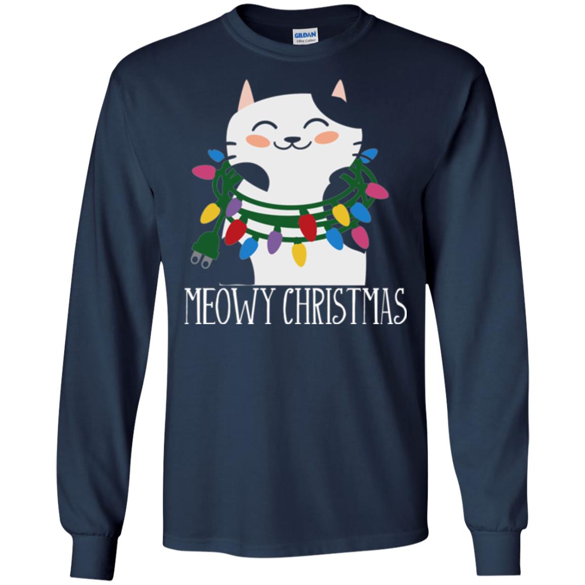 Meowy Christmas Holiday T-shirt Navy