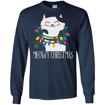 Meowy Christmas Holiday T-shirt Navy