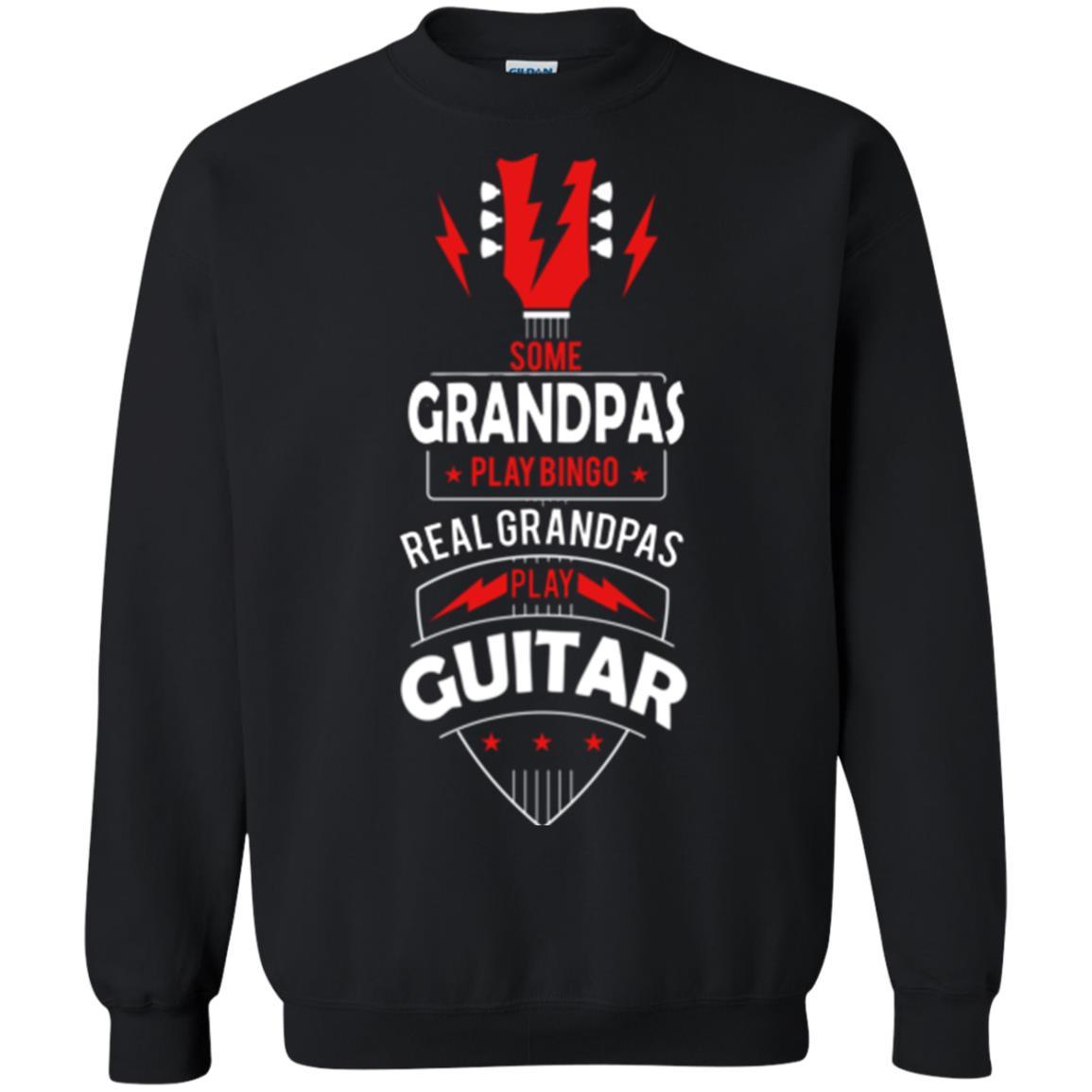 Papa T-shirt Some Grandpas Play Bingo Real Grandpas Play Guitar T-shirt Black