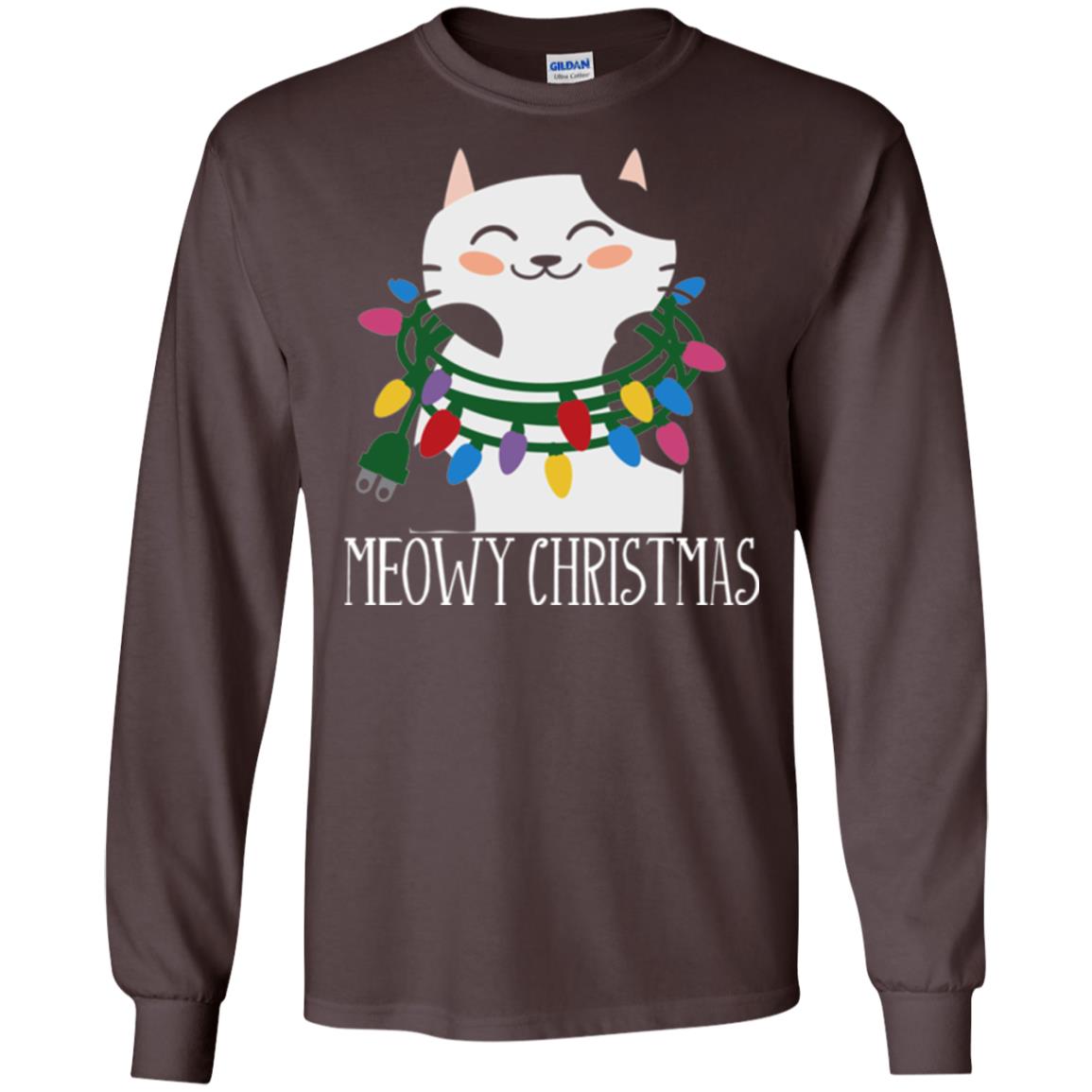 Meowy Christmas Holiday T-shirt Dark Chocolate