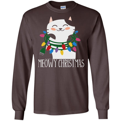 Meowy Christmas Holiday T-shirt Dark Chocolate
