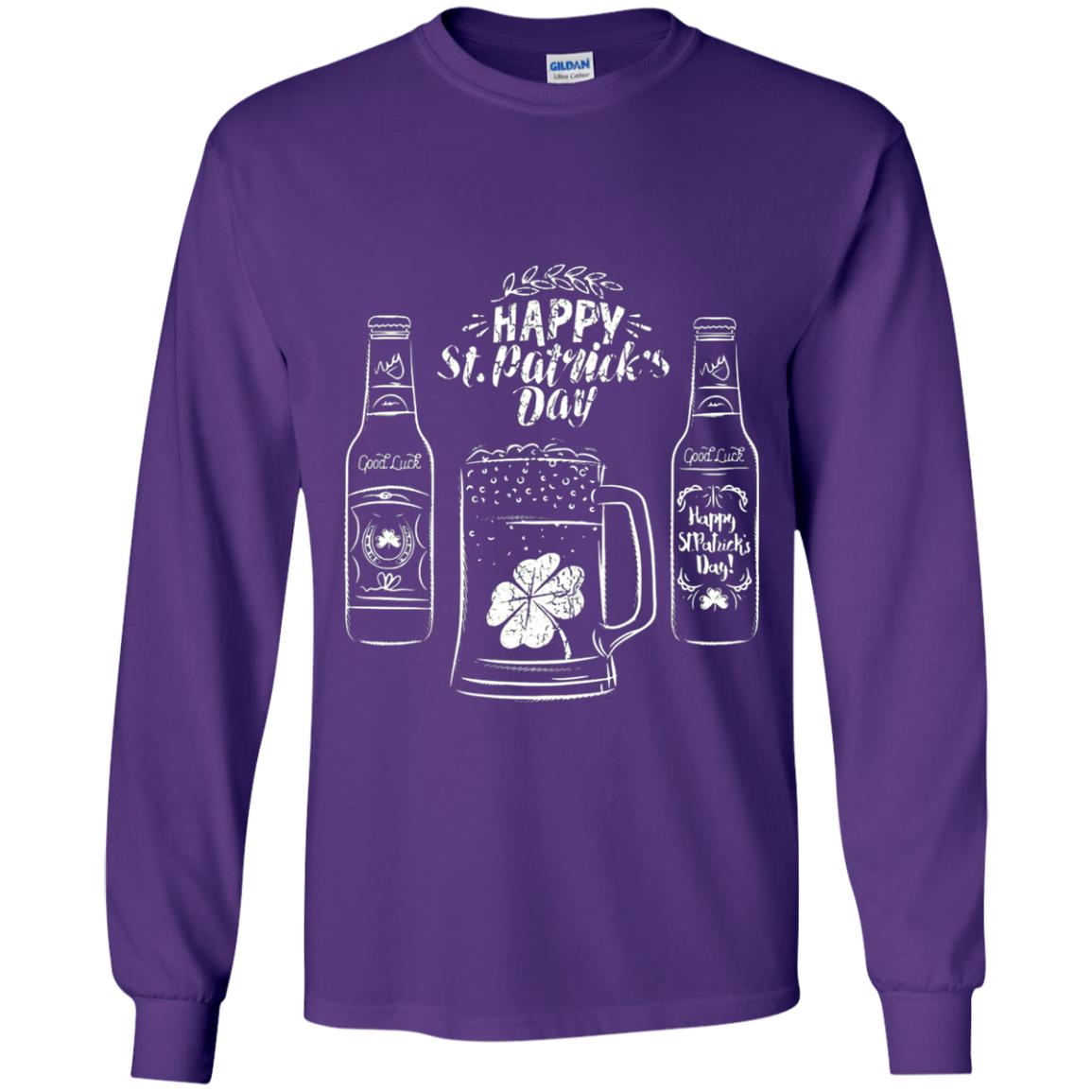 Happy St. Patrick_s Day Drinking Beer St Patrick_s Day T-shirt Purple