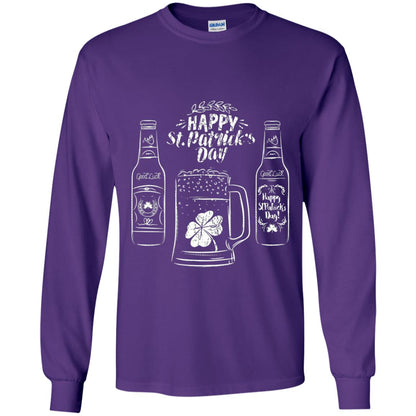 Happy St. Patrick_s Day Drinking Beer St Patrick_s Day T-shirt Purple