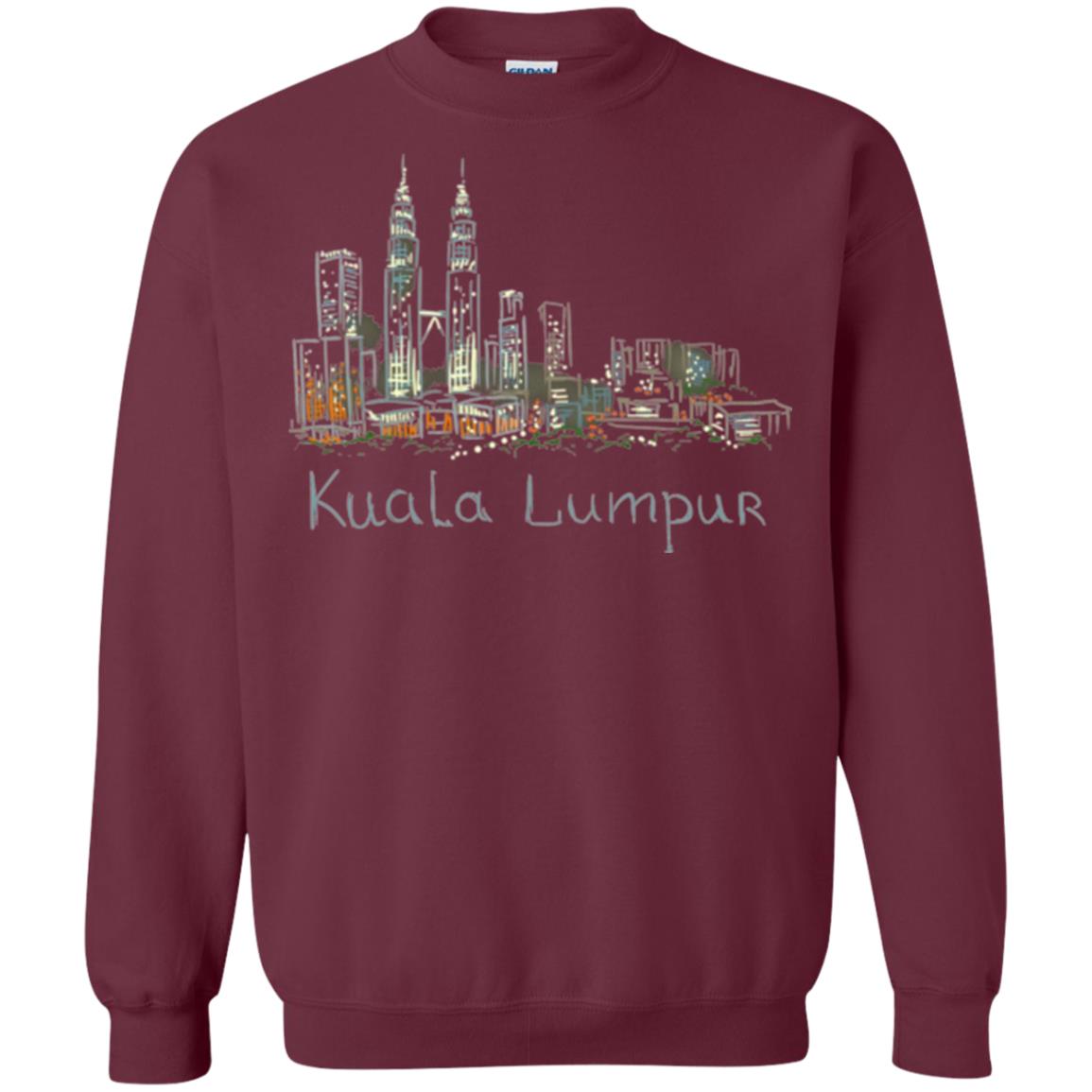 Kuala Lumpur Kl Panorama At Night T-shirt Maroon