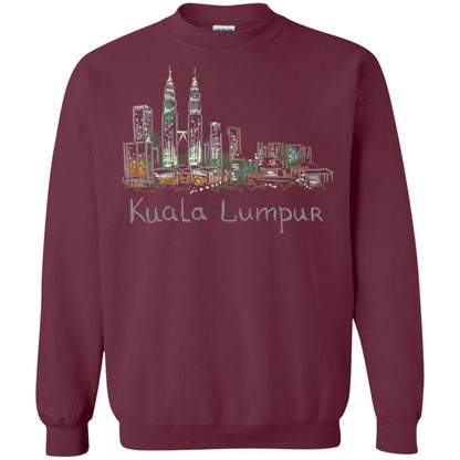 Kuala Lumpur Kl Panorama At Night T-shirt Maroon