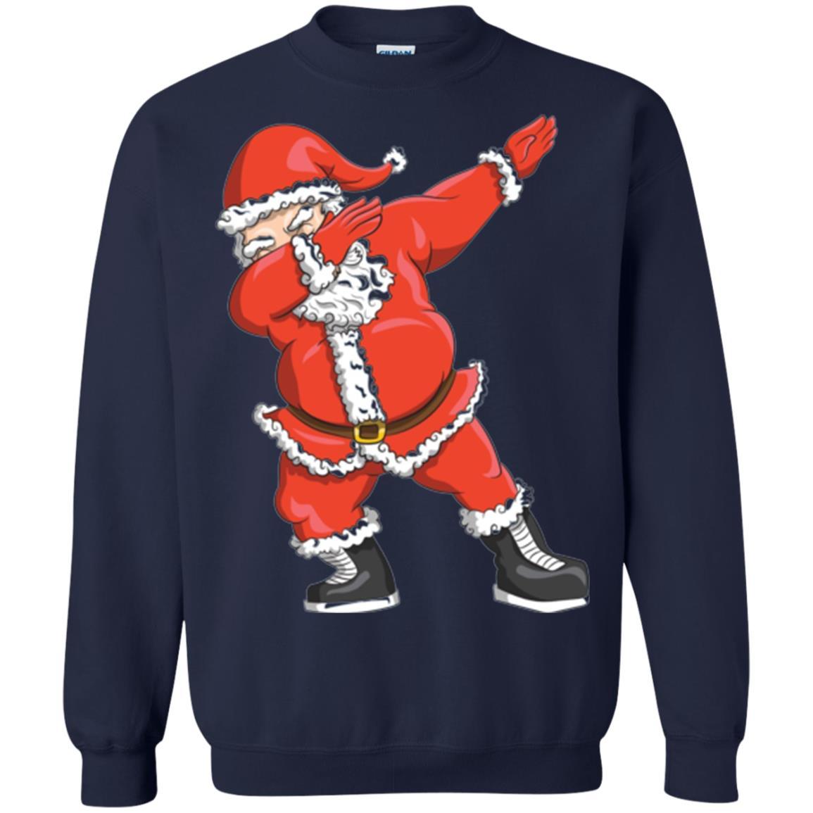 Funny Christmas T-shirt Dabbing Santa Claus Navy
