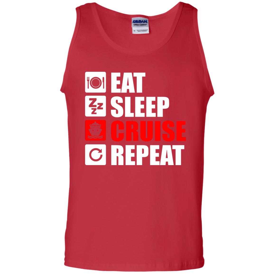Eat Sleep Cruise Repeat Summer Vacation T-shirt Red